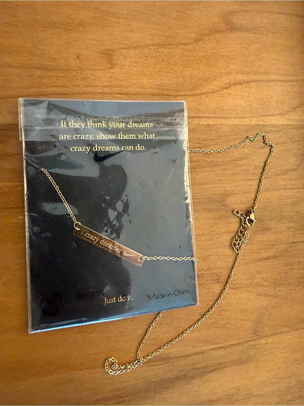 Nike Crazy Dreamer Gold Bar gold layered necklace
